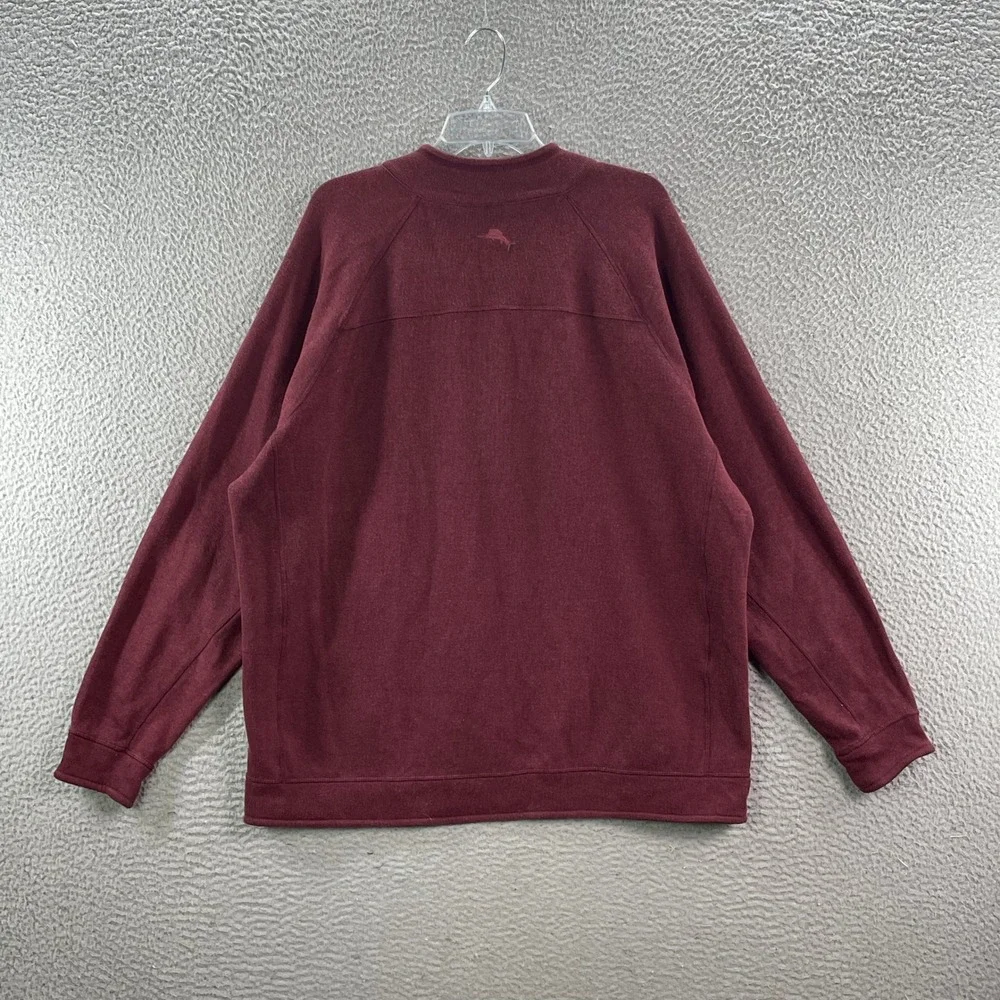 Tommy‎ Bahama Quarter Zip Pullover Mens XXL Burgundy Reversible Cotton Sweater
